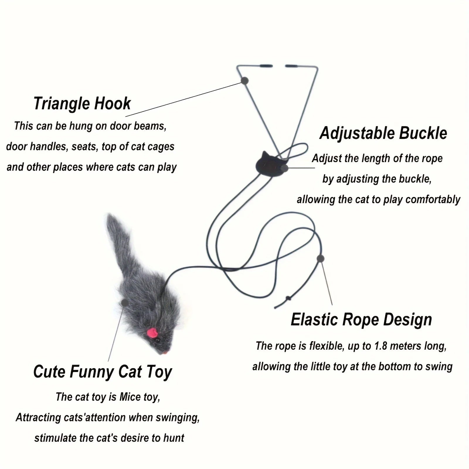 Door frame hanging cat toy.