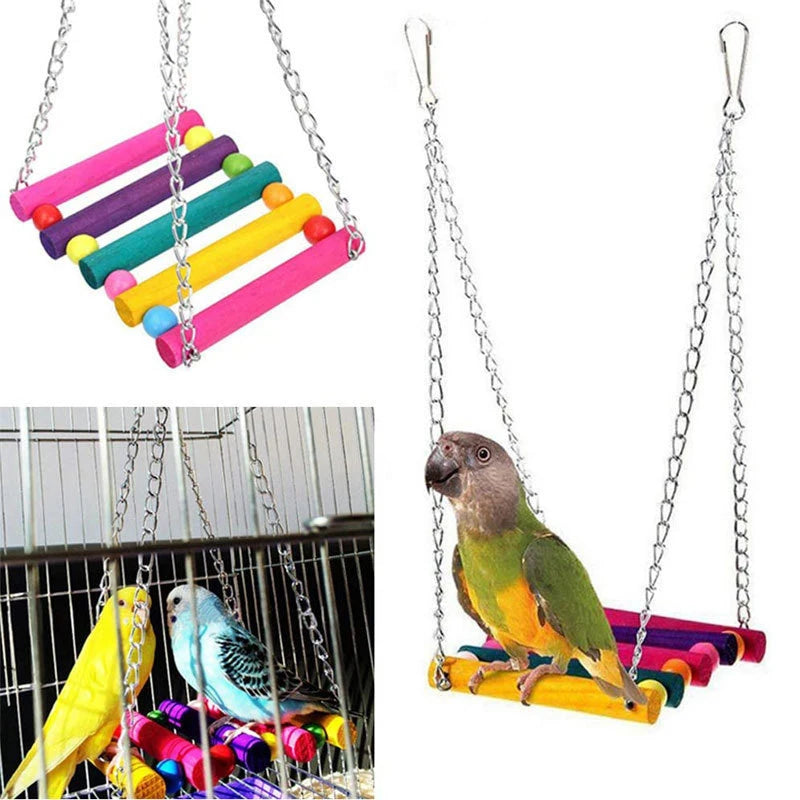 1pc Colorful Hanging Hammock Swing Toys for Pet Birds.
