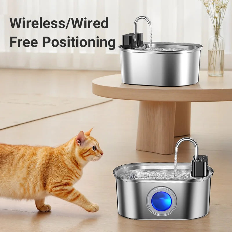 ROJECO 3.2L Stainless Steel Cat Water Fountain Wireless Sensor