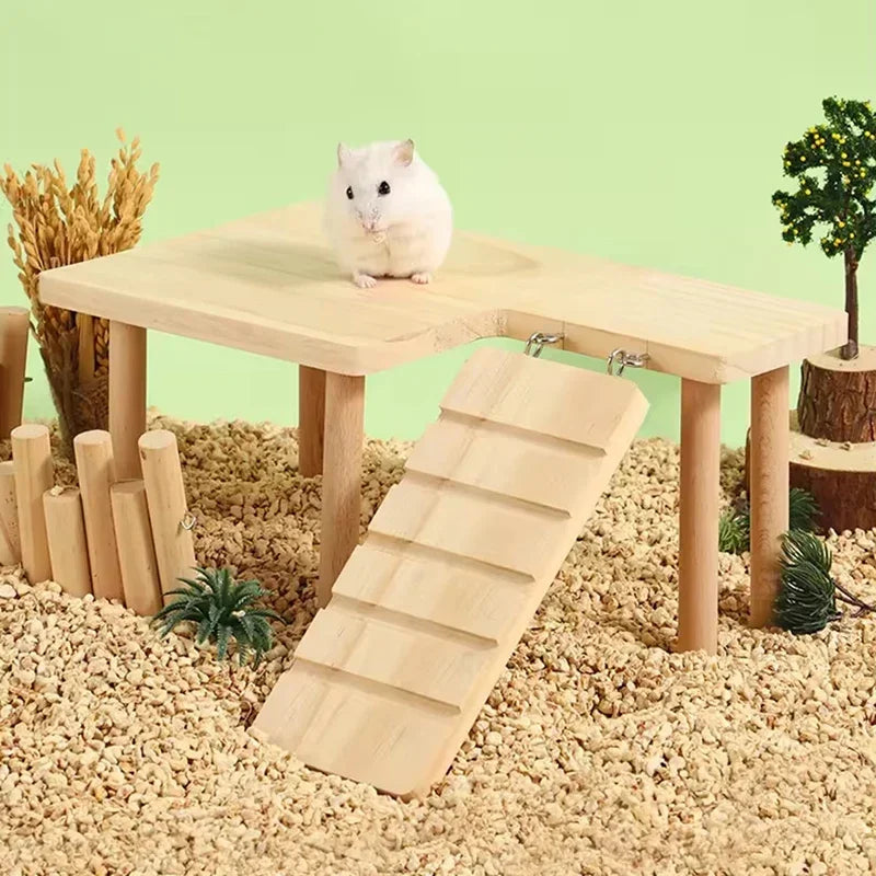 Small pet wooden ladder and platform
