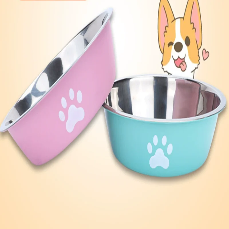 Large capacity stainless steel dog bowl anti-slip