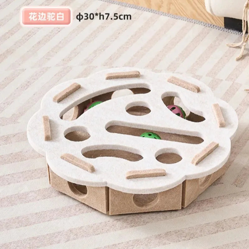Scratching post and activity block for cats.
