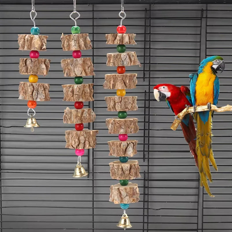 Natural Wooden bird hanging piece.