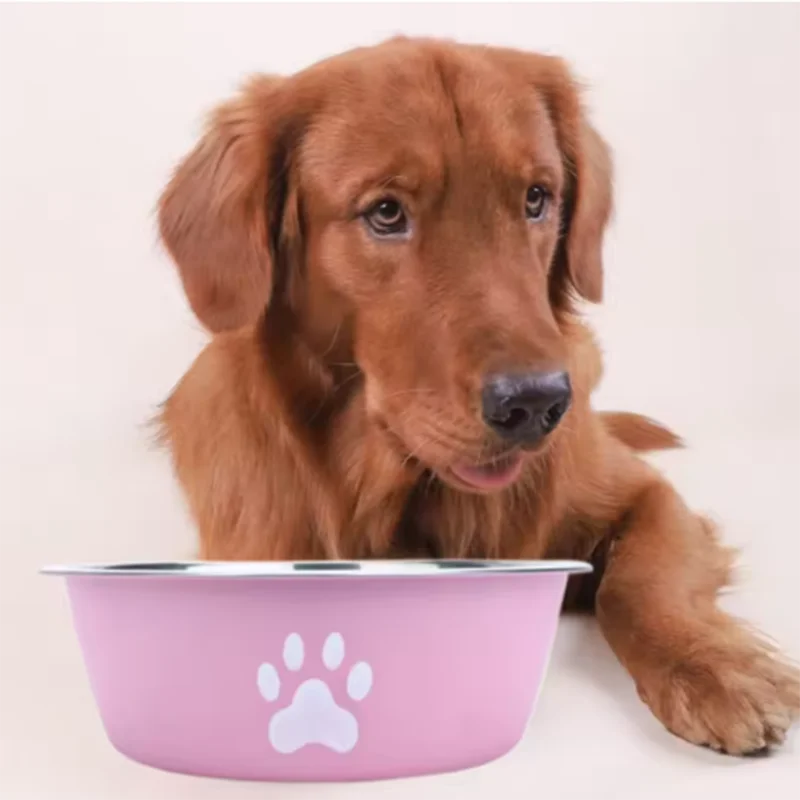Large capacity stainless steel dog bowl anti-slip