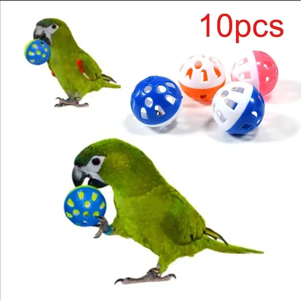 10PCS Pet Parrot Toy Colourful Hollow Rolling Bell.