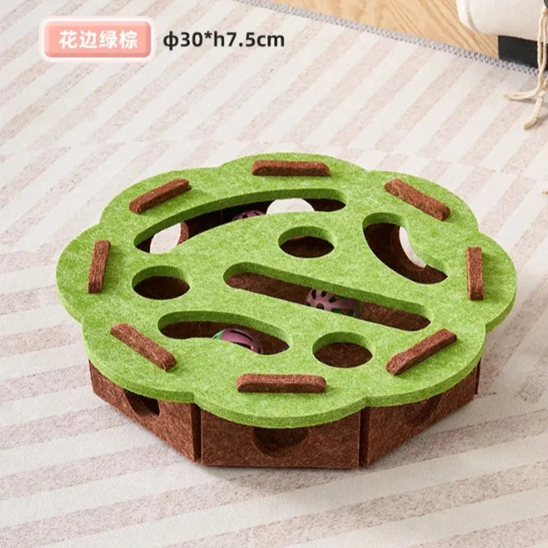 Scratching post and activity block for cats.