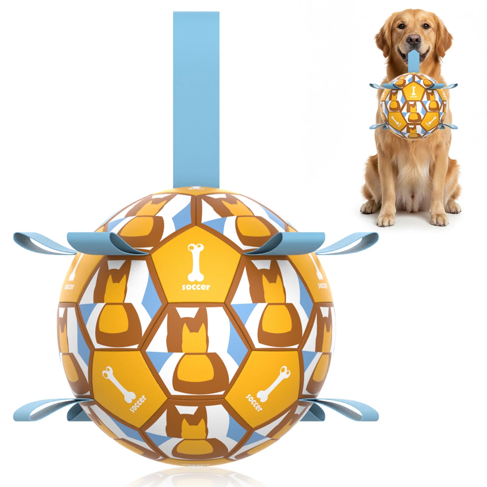 Dog chew football, multi-grip for playing.