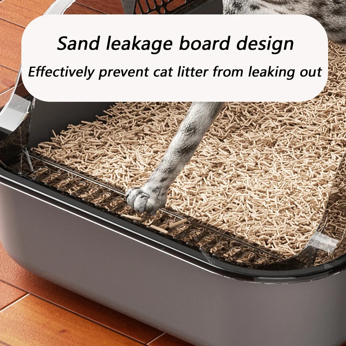 Semi-Enclosed Cat Litter Box, high aides to reduce litter spillage.