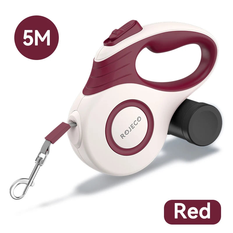 ROJECO Automatic Retractable Dog Lead 3M & 5M with poo bag holder