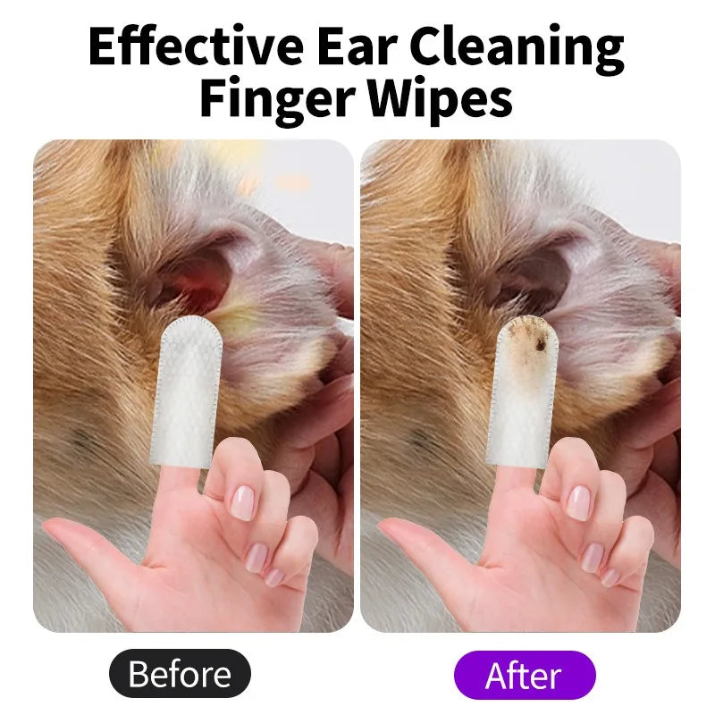 Ear cleaning wipes for dogs and cats.