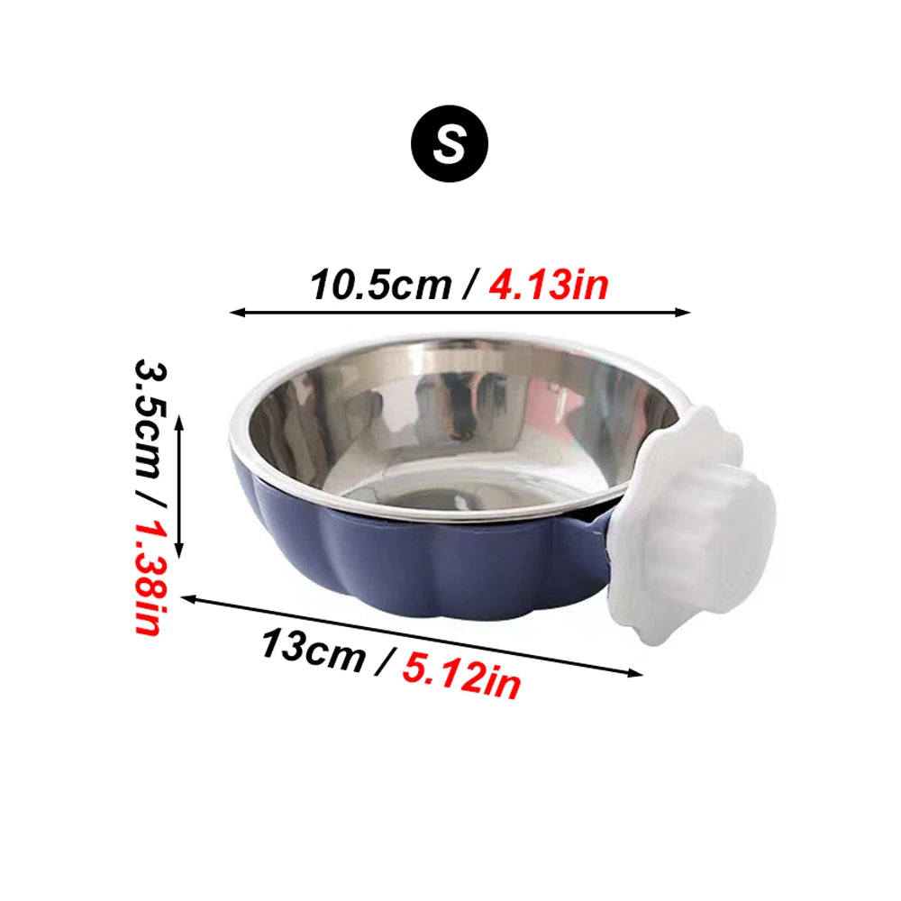 Hanging food and water bowls for small pets.