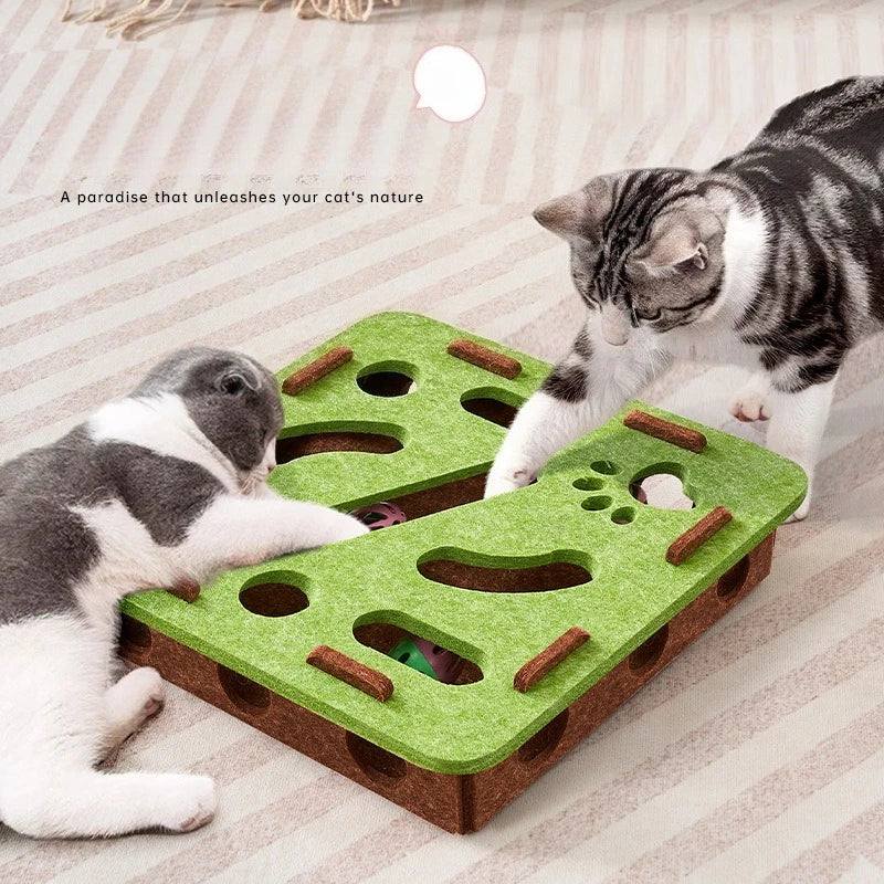 Scratching post and activity block for cats.