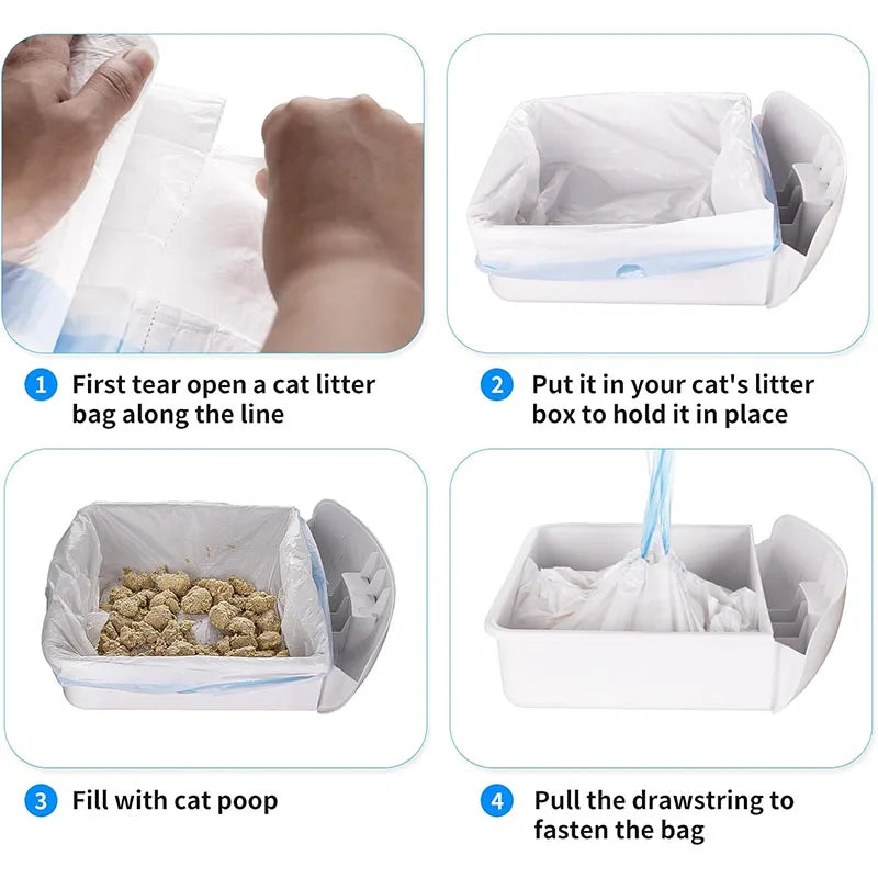 Drawstring bin bags for easy litter tray cleaning.