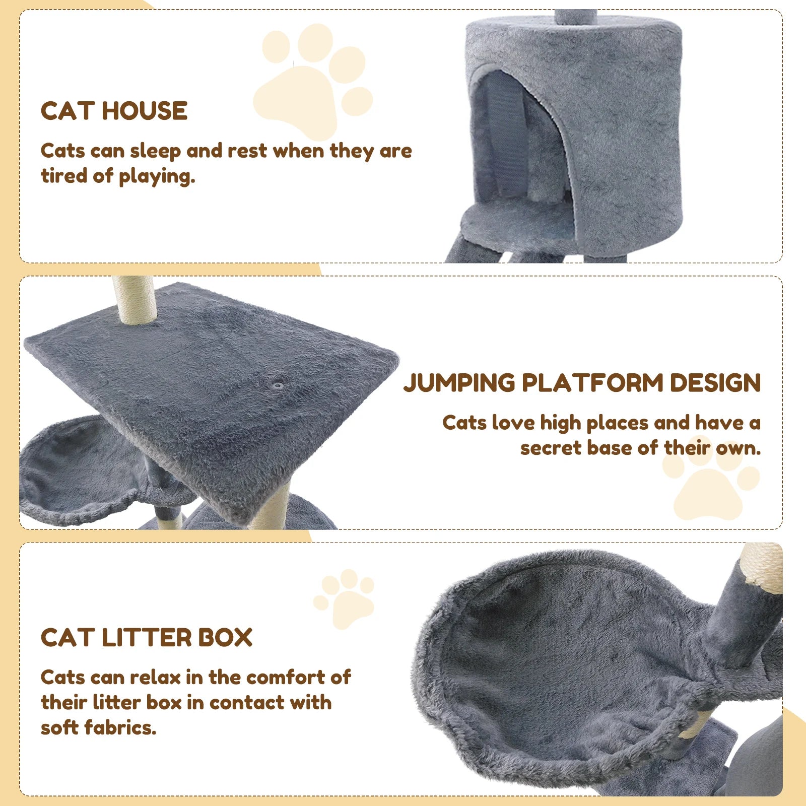 140cm Cat Tree Tower Scratching Posts Multilevel for climbing and playing.