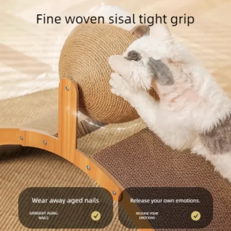 2 In 1 Wooden Cat Scratching Ball & Scratch Board.