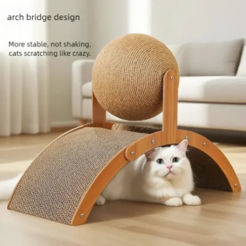 2 In 1 Wooden Cat Scratching Ball & Scratch Board.