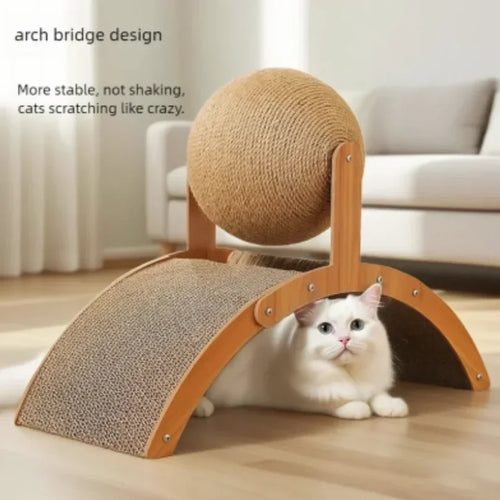 2 In 1 Wooden Cat Scratching Ball & Scratch Board.