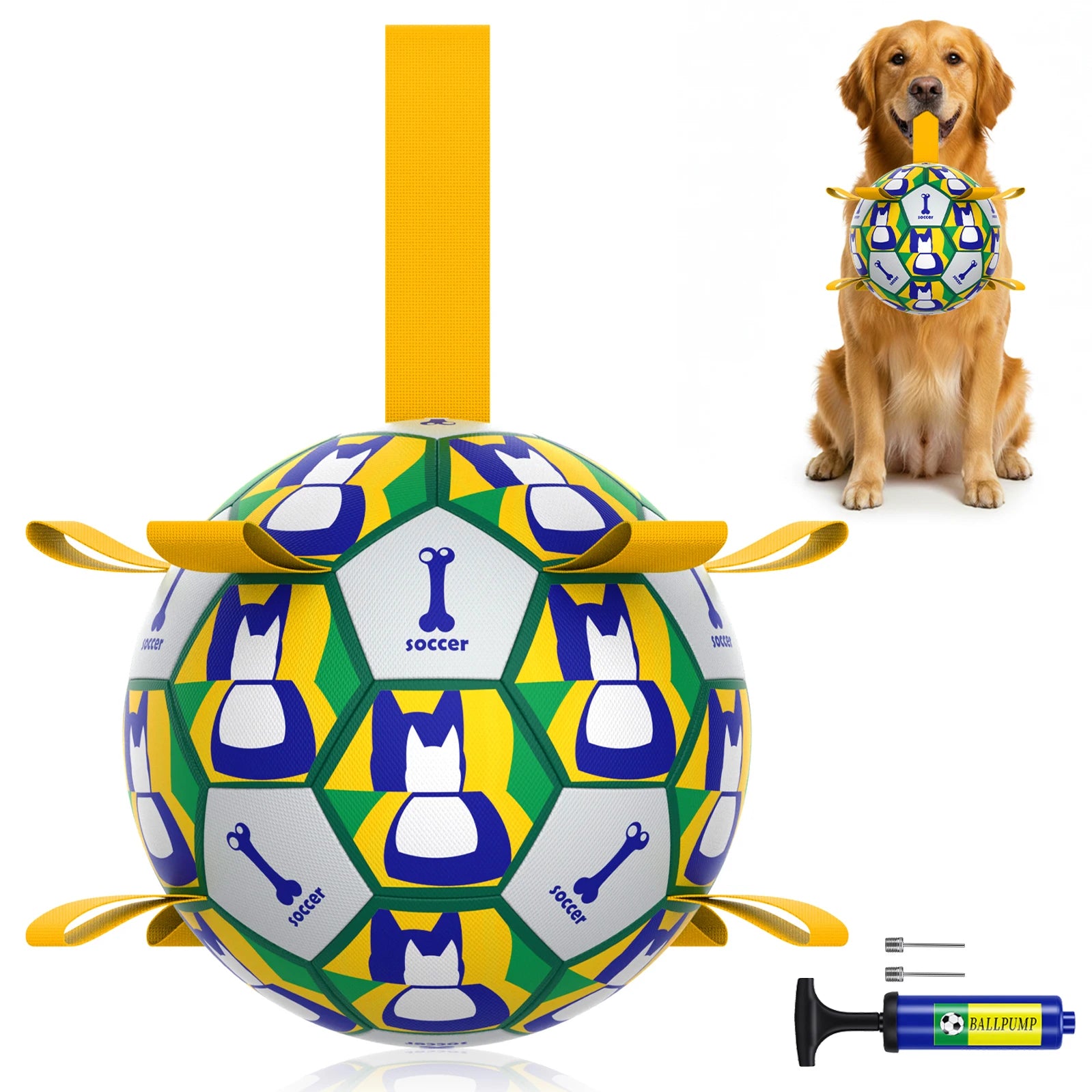 Dog chew football, multi-grip for playing.