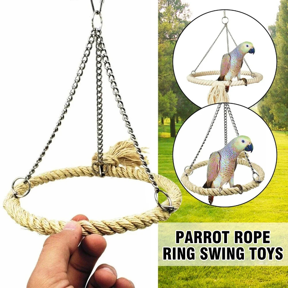 Rope Ring Swing, Bird Hanging Cage Hammock.