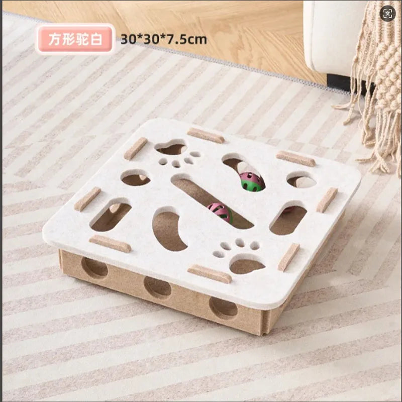Scratching post and activity block for cats.