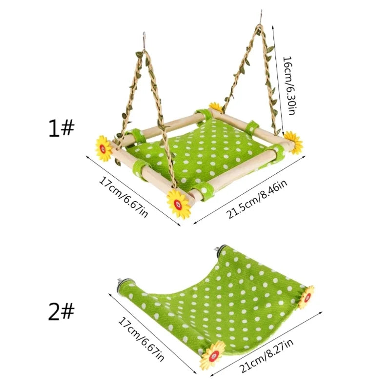 Bird hammock for swinging or perching.