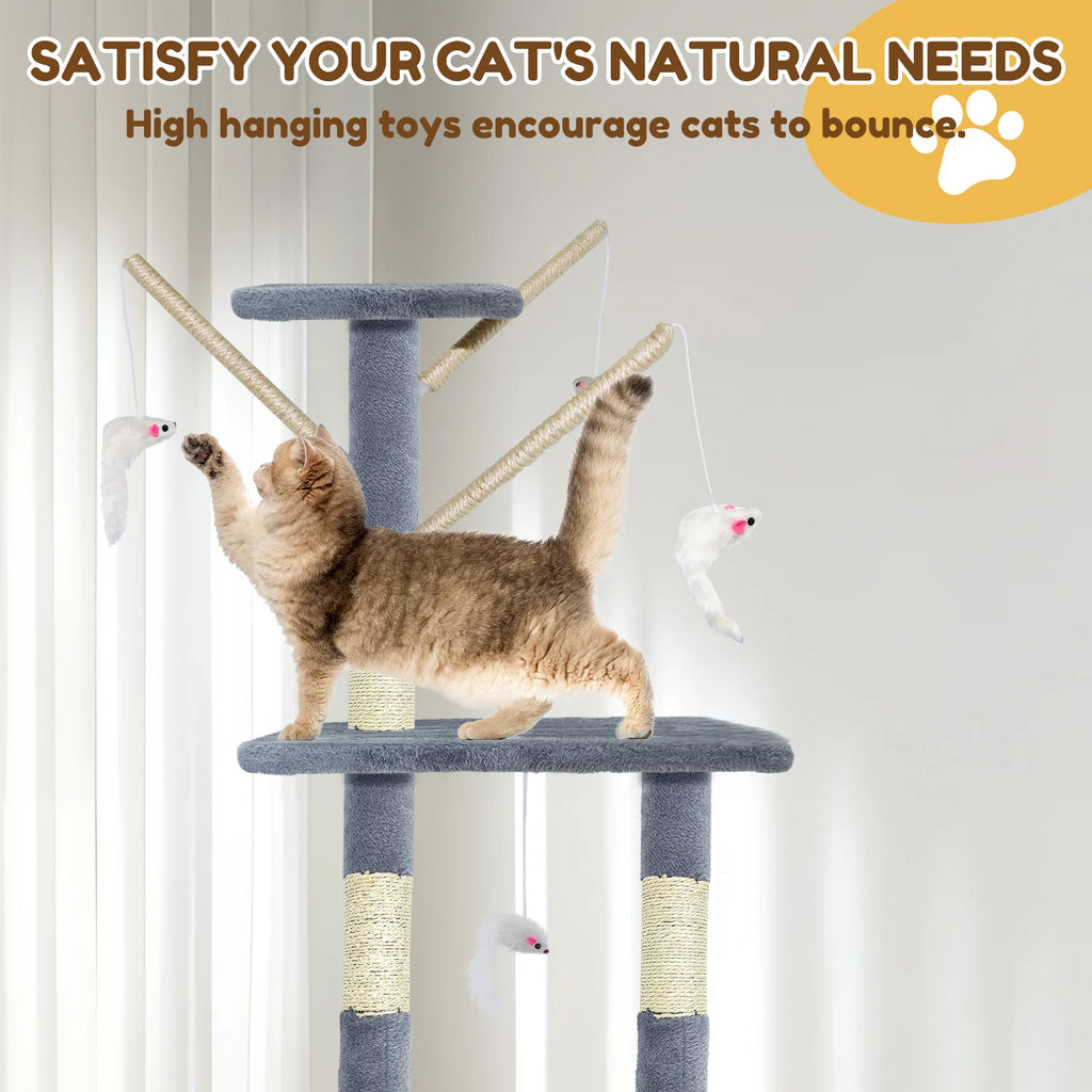 140cm Cat Tree Tower Scratching Posts Multilevel for climbing and playing.