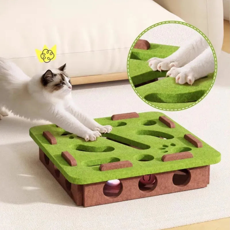 Scratching post and activity block for cats.