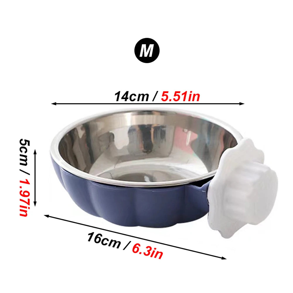 Hanging food and water bowls for small pets.