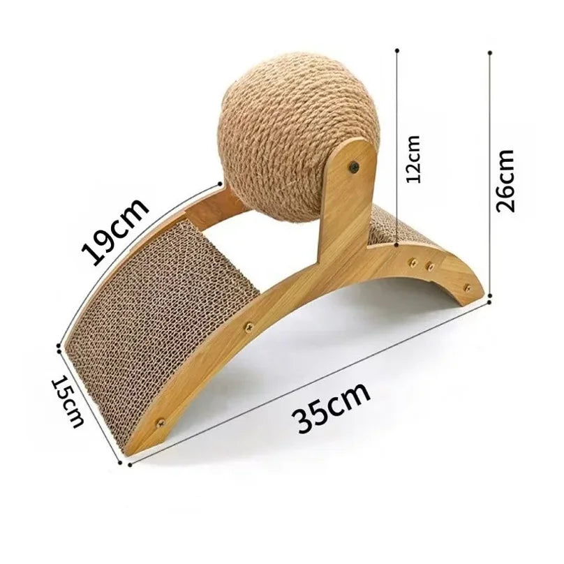 2 In 1 Wooden Cat Scratching Ball & Scratch Board.