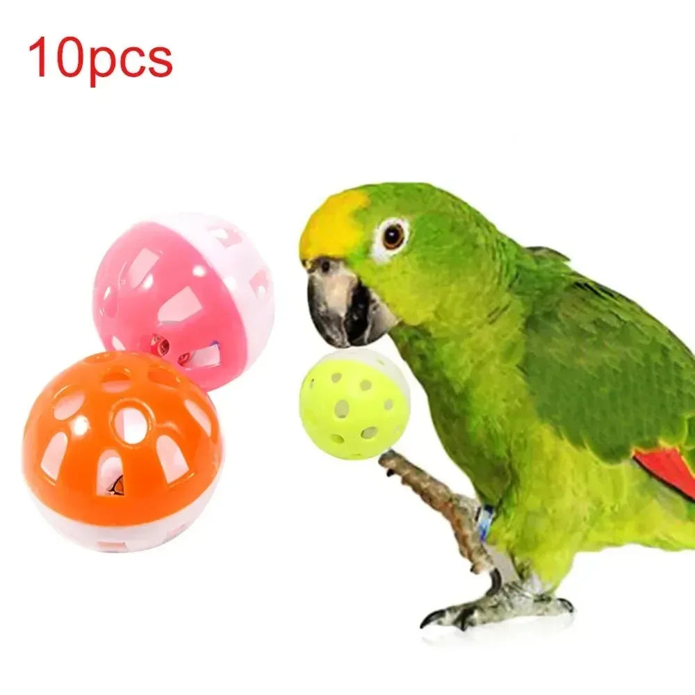 10PCS Pet Parrot Toy Colourful Hollow Rolling Bell.