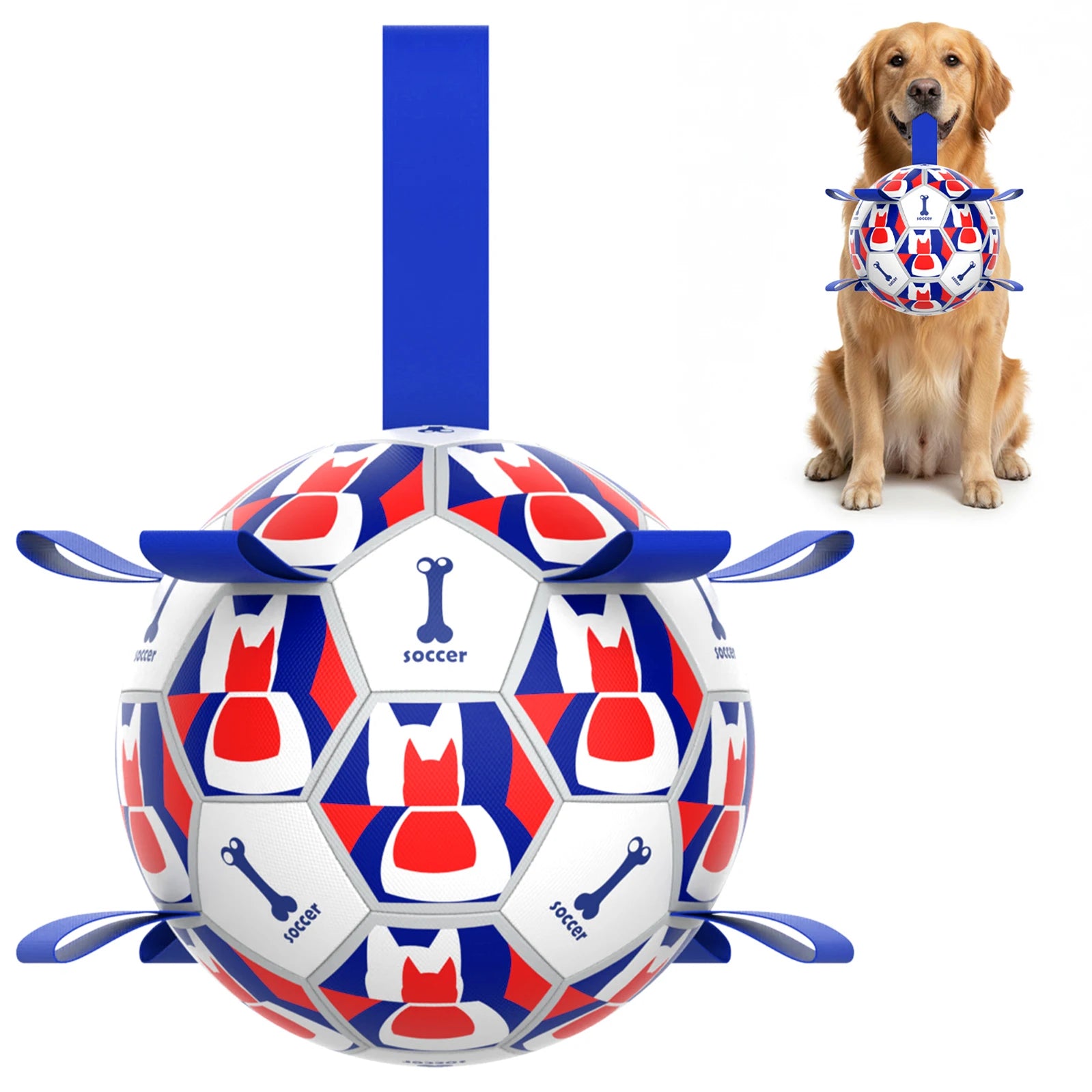 Dog chew football, multi-grip for playing.