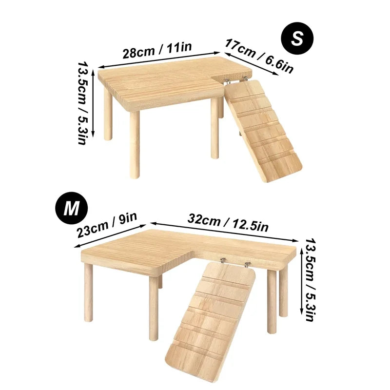 Small pet wooden ladder and platform