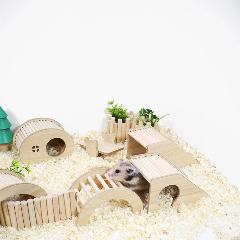 S/M/L Hamster Climbing Ladder Wooden Bridge