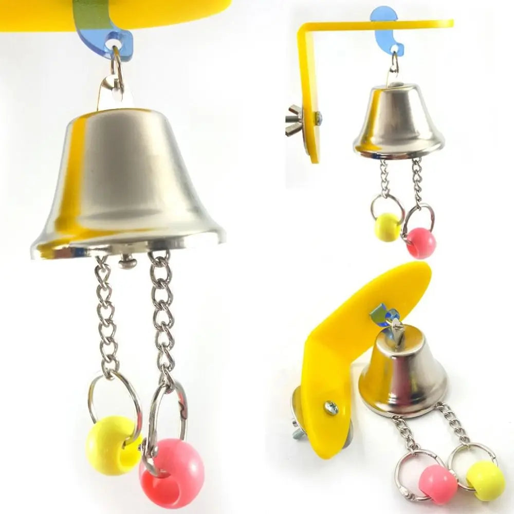 Metal, Acrylic bird bell toy.