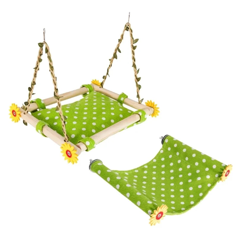 Bird hammock for swinging or perching.
