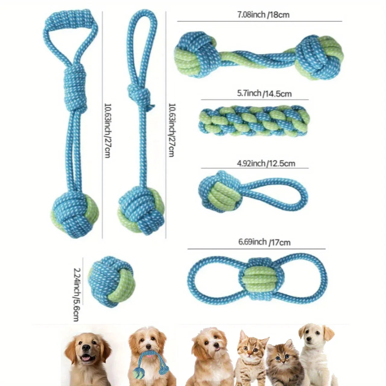 7pcs Dog Rope Chew Toys