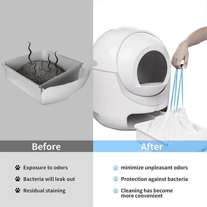 Drawstring bin bags for easy litter tray cleaning.