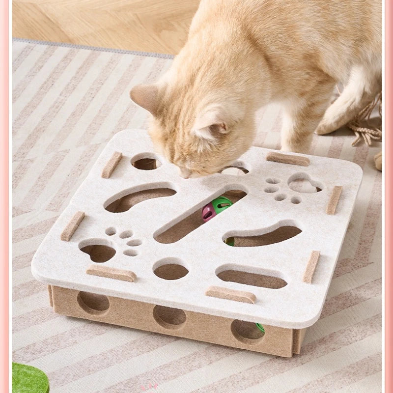 Scratching post and activity block for cats.