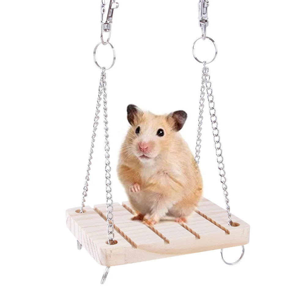 Small pet chew, climb and hide wooden toys.