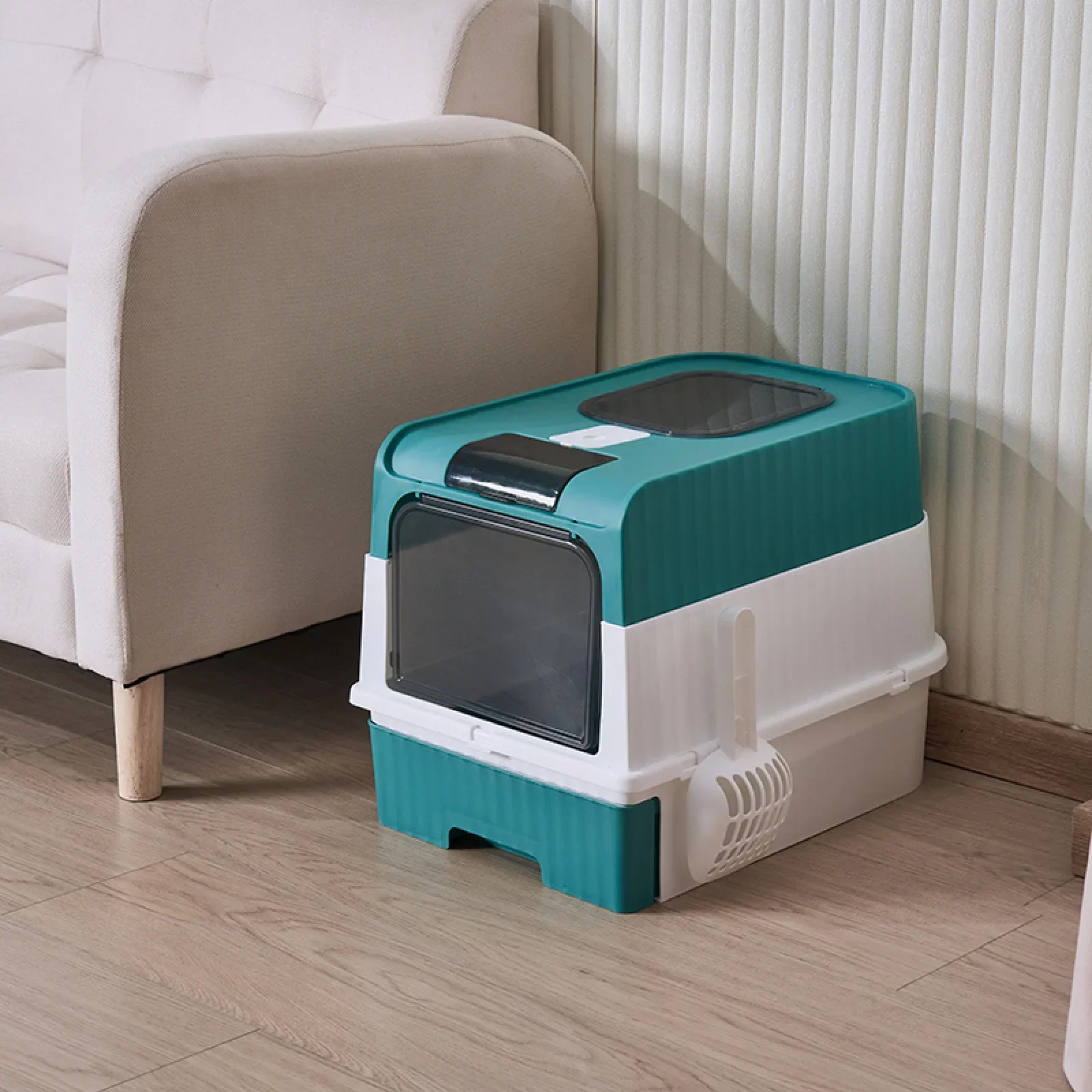 Cat Toilet Fully Enclosed, Drawer Style Easy To Clean.