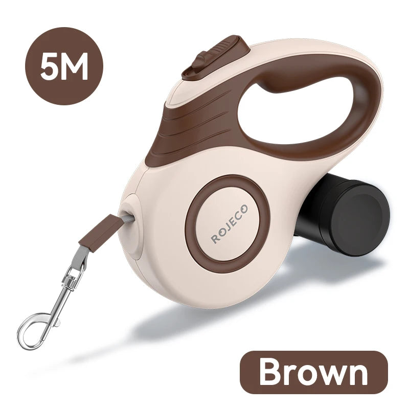 ROJECO Automatic Retractable Dog Lead 3M & 5M with poo bag holder