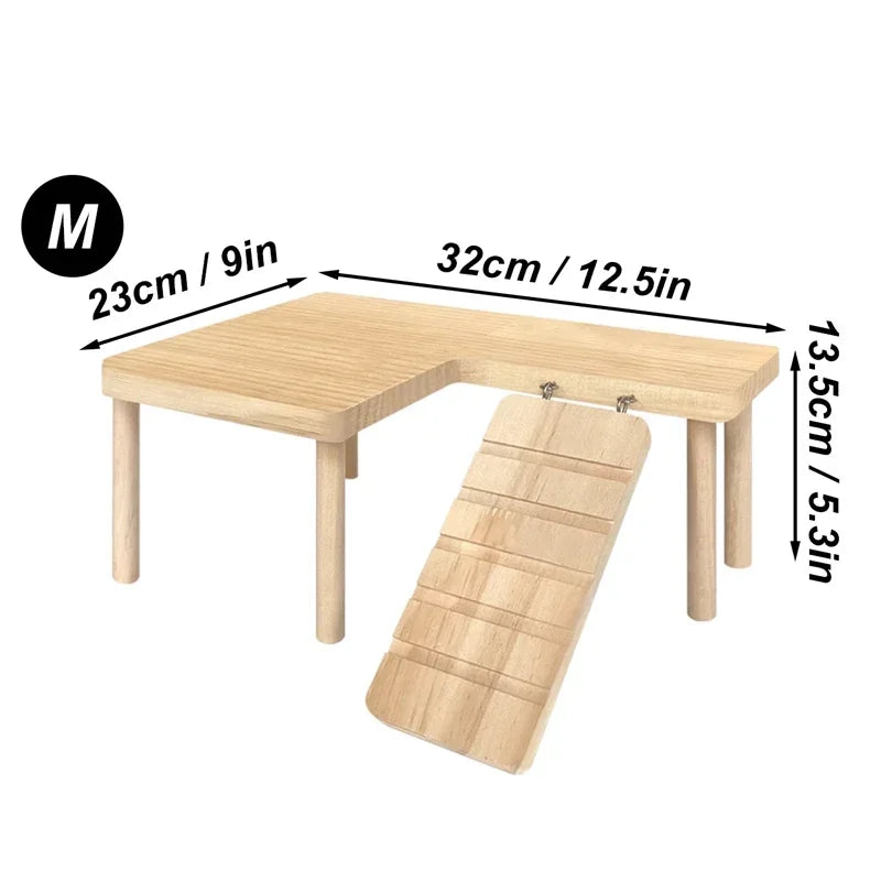 Small pet wooden ladder and platform