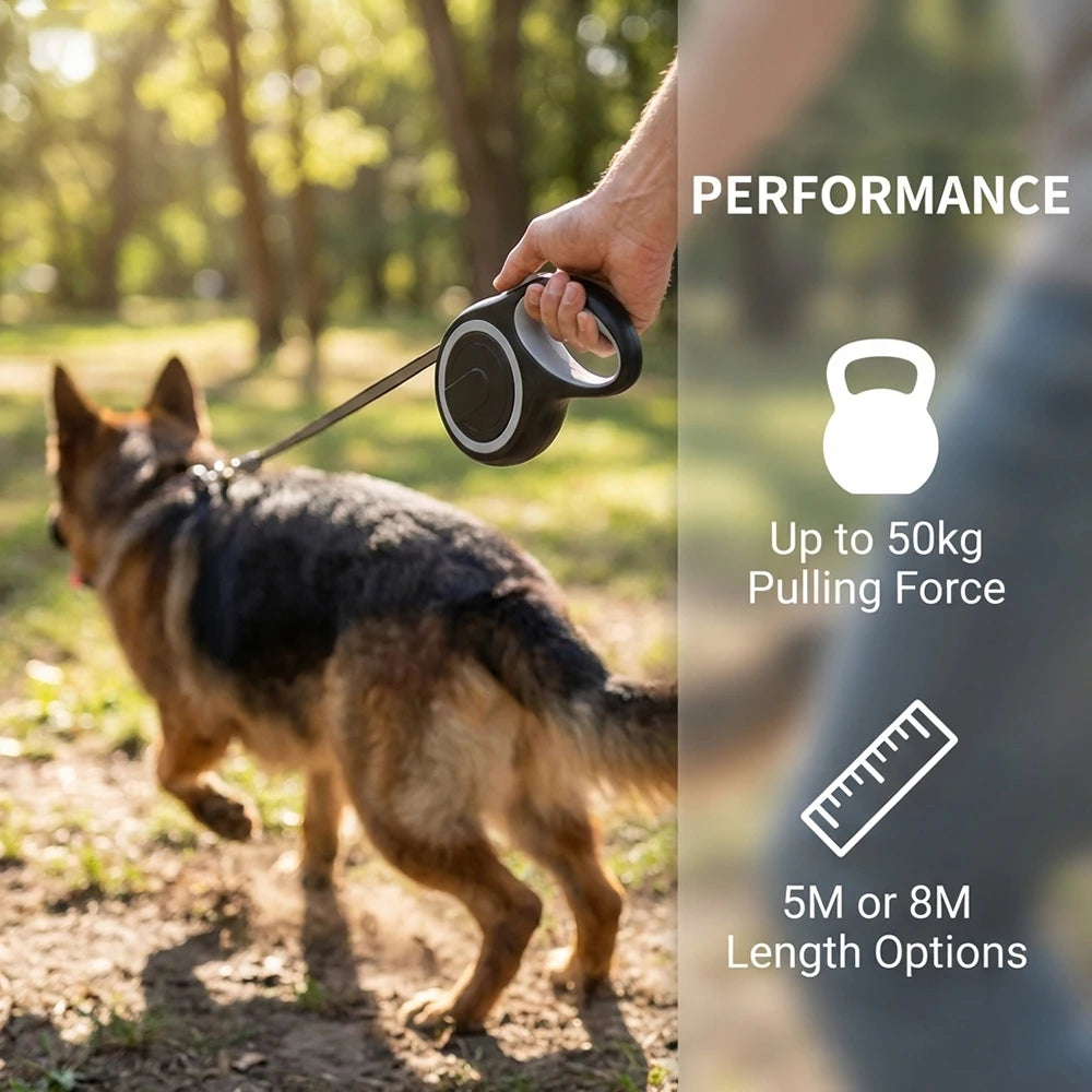 Retractable Big Dog Lead for Small & Large Dogs 5M 8M
