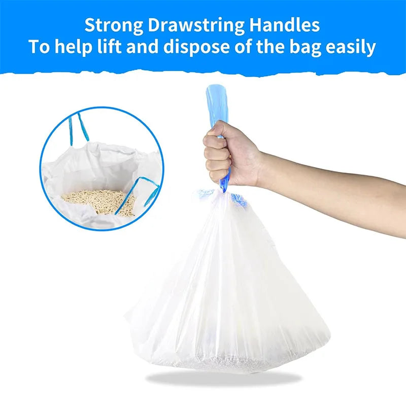 Drawstring bin bags for easy litter tray cleaning.