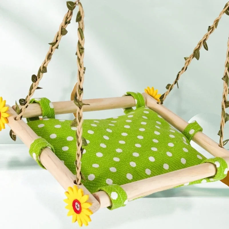 Bird hammock for swinging or perching.