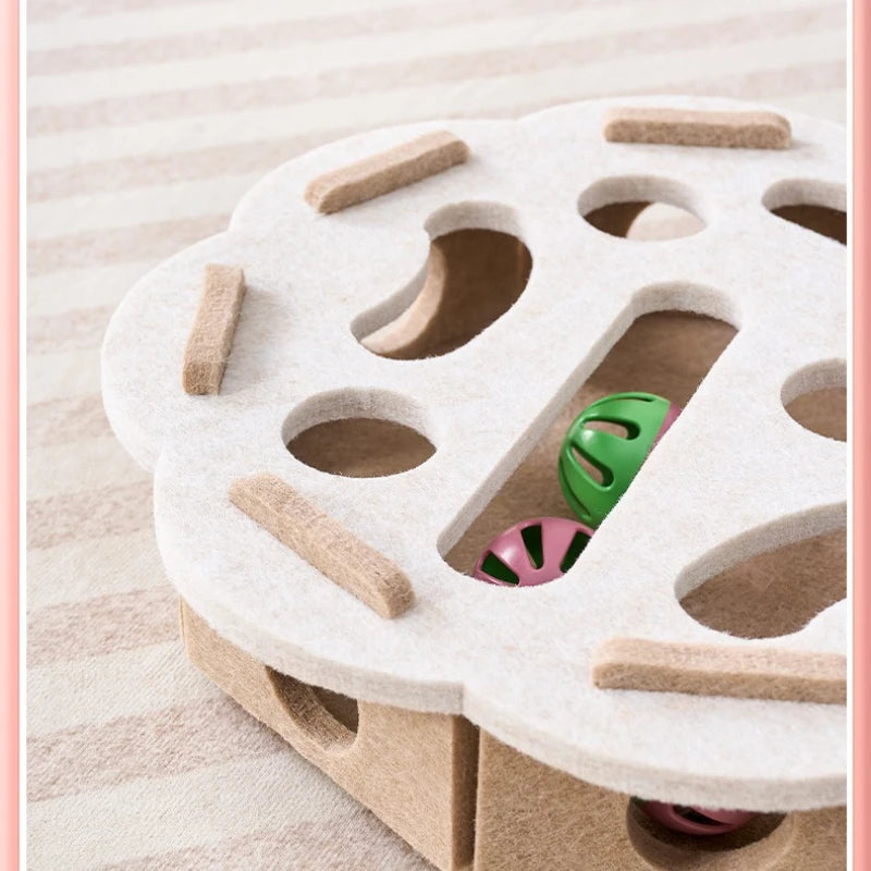 Scratching post and activity block for cats.