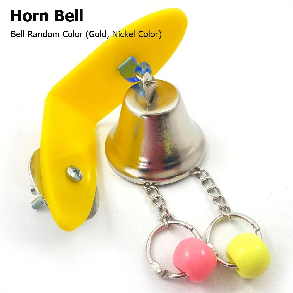 Metal, Acrylic bird bell toy.